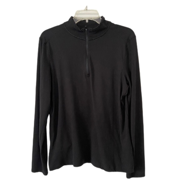 Kyodan Athletic Long Sleeve Knit 3/4 Zip Shirt Black Right Side Pocket Size P/S - Picture 1 of 10